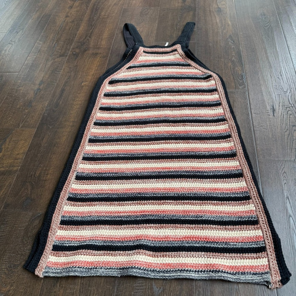 Free People Retro Ruby Sleeveless Crochet Knit Striped Multicolor Mini Dress M